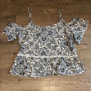Cold Shoulder Paisley Top